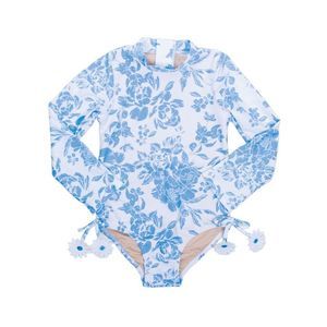Floral Blue Kids Swim One Piece